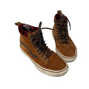 Vans 8 women’s 6.5 men’s brown suede Buffalo check high tops